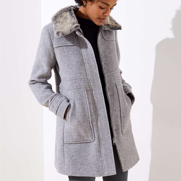LOFT Jackets & Blazers - LOFT Faux Fur Collar Coat